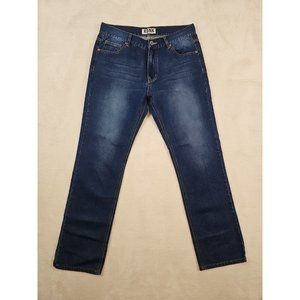 KDNK Mens 34‎ x 30 Denim Jeans Straight Leg Medium Wash Solid Blue